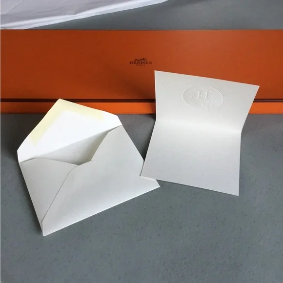 HERMES EMPTY BOX WITH ONE TISSUE SHEET NO LOGO SMALL CARD LOGO PRINTED ENVELOPE - Picture 11 of 14